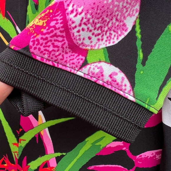 G.I.L.I. Floral Slit Tropical Black Pink Maxi Shift Dress Women’s XL - Picture 13 of 13